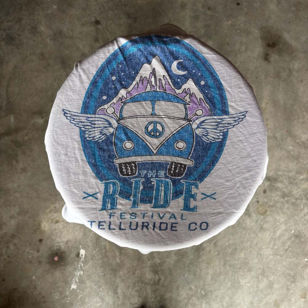 Golden Goods The Ride Festival Telluride CO VW Bus Graphic T-Shirt Size L